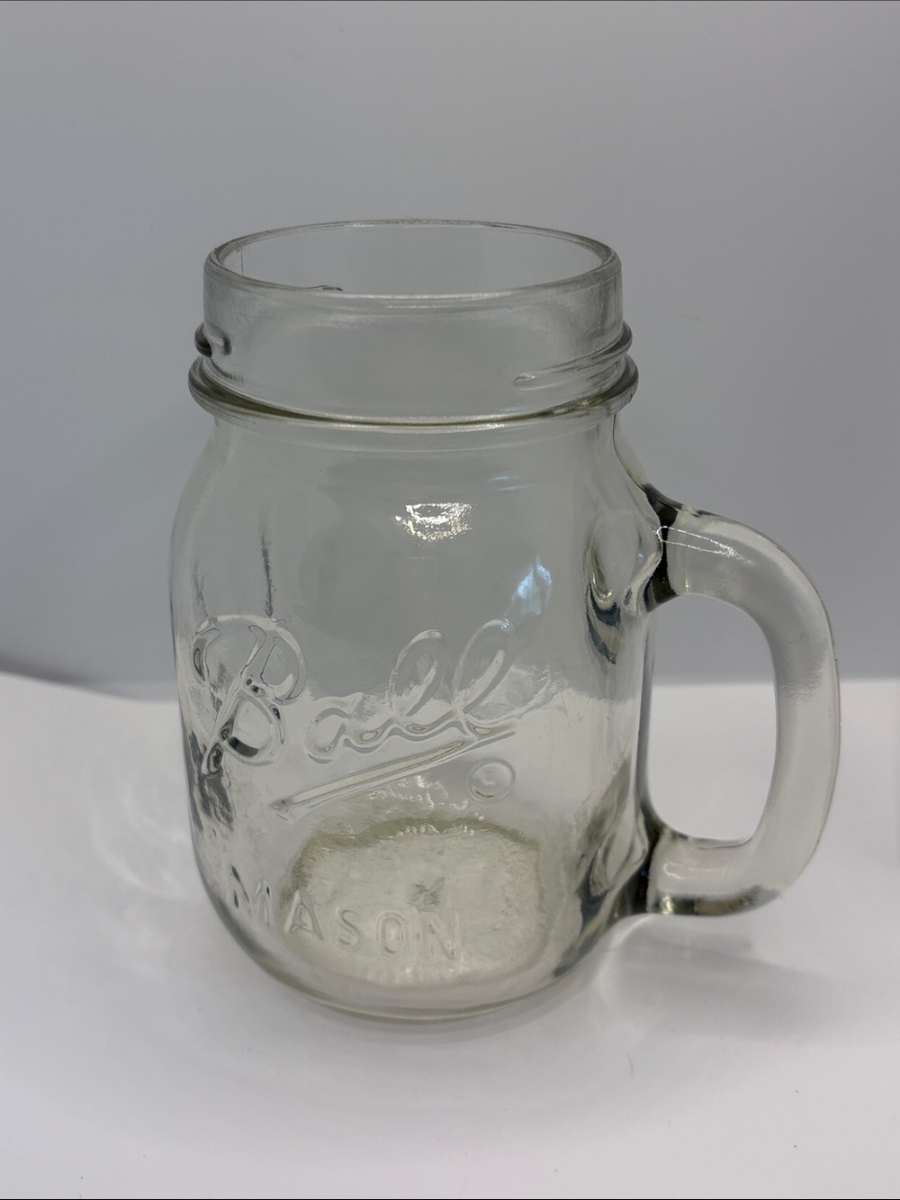 Vintage 1990’s Ball Mason drinking Jar Mug Clear Glass Regular mouth